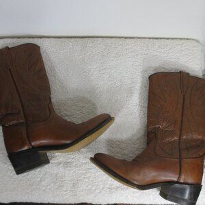 70s Biltrite Shoes Brown Vintage Cowgirl Boots Top Stitched Made in USA Size 6